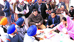 Member of Parliament from Bathinda Harsimrat Kaur Badal during the Sangat Darshan programme on Saturday