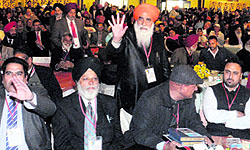 NRIs protest against poor arrangements at the venue in Jalandhar on Saturday