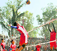 The Junior National Volleyball Championship in progress at Dehradun