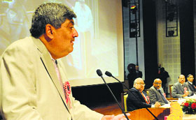 SK Kaul, Chief Justice, Punjab and Haryana High Court, addresses a seminar at the Chandigarh Judicial Academy in Sector 43, Chandigarh, on Sunday.