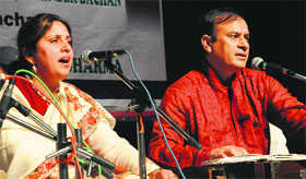 RD Kaliey and Komal Chugh perform at Punjab Kala Bhawan, Sector 16, Chandigarh, on Sunday.