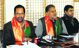 BJP vice-president Mukhtar Abbas Naqvi addresses a meeting in Gurgaon on Sunday.