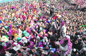 A file photo of Muslims praying during Eid-e-Milad in Srinagar.
