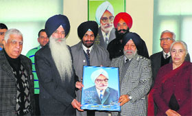 The chief guest being honoured at Guru Kashi University on Tuesday.