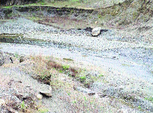 A khud from where mining has been done illegally on Tuesday.