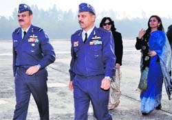 AOC-in-C of the Western Air Command at the Air Force Station in Udhampur on Tuesday. A Tribune Photograph