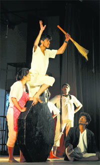 The Karnataka team performs a play, Toba Tek Singh at Guru Nanak Bhawan. 
