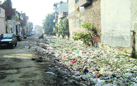 The uncovered ganda nullah, which passes through a residential area, in Sangrur.