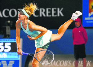 Maria Sharapova returned from a right shoulder injury to beat Bethanie Mattek-Sands 6-3 6-4 on Day 2.