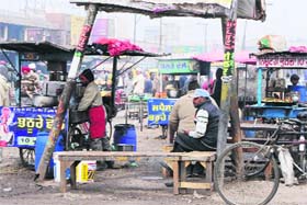 A view of the encroachment outside the Suraj Chanda Tara cinema hall near the bus stand in Amritsar on Wednesday