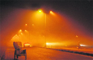 Traffic moves on a road in Sector 56 on Wednesday.
