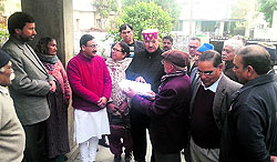Former Chief Minister Ramesh Pokhriyal Nishank, MLA, Mussoorie, Ganesh Joshi, during the voters awareness campaign in Dehradun on Wednesday