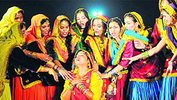 A team of the Chandigarh Police performs giddha on the concluding day of the Inter-Unit Police Sports Meet at the Police Lines in Sector 26, Chandigarh, on Thursday