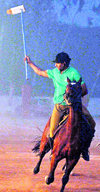 Tent pegging events during the Inter-Unit Police Sports Meet at the Police Lines in Sector 26, Chandigarh, on Thursday
