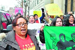 A group supporting domestic workers rights demonstrates in New York. The US authorities considered it inconsequential that the maid in question was the subject of an Indian court case brought against her. AFP file photo