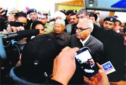 Chief Minister Bhupinder Singh Hooda addresses the media at Saha in Ambala on Thursday. A Tribune Photo 