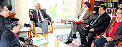 Governor NN Vohra chairs a meeting to review preparations for the Indian Science Congress at Raj Bhawan in Jammu on Thursday