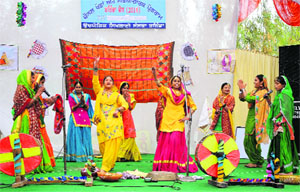 Students perform a dance item during the last day of the Zonal Cultural Festival in Bathinda on Friday. 