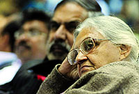 Former Chief Minister Sheila Dikshit in a pensive mood during the All India Congress Committee meeting in New Delhi on Friday