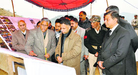 Acting Chief Justice of the HP High Court Justice Mansoor Ahmad Mir at the HP State Judicial Academy site at Ghandal in Shimla on Friday.