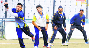 Punjab team members train at PCA Stadium in Mohali on Friday. 