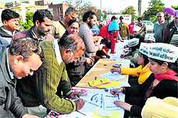 City residents have been queuing up at recruitment camps being held by AAP in Chandigarh