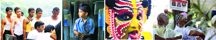 From left: Stills from Miriam Chandys Rat Race, Shubhashish Bhutianis Kush, GS Chanis Yakshagana and Daljit Amis Not Every Time