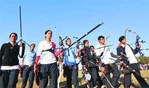 Aim and conquer: Archers on their way to the venue for the All-India Inter-University Archery Competition at Panjab University