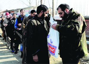 Security was stepped up in Srinagar on Sunday following a militant attack on a CRPF patrol party on Saturday. 