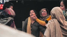 Relatives mourn Ramandeep Singhs death in Ludhiana on Sunday.