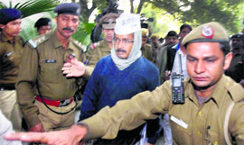 A file photo of Arvind Kejriwal arriving to meet Lt Governor Najeeb Jung in New Delhi on December 14. 