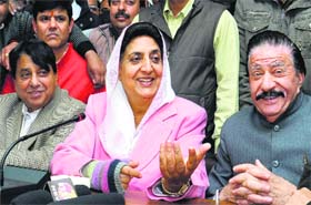 Senior Congress leaders Rajinder Kaur Bhattal in Jalandhar on Sunday