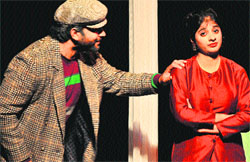 Artistes staging the play Ghost at Punjab Kala Bhavan in Chandigarh on Monday. Tribune photo: S. Chandan