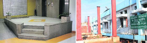 A ramp in the UT Secretariat at Sector 9, and (below) a parking lot for the differently abled. Such basic facilities can make Chandigarh disabled-friendly. Tribune photos: Manoj Mahajan