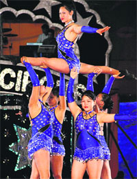 Artistes perform at The Great Bombay Circus in Jalandhar on Monday. 