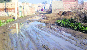 An inundated street in Kandhwala Amarkot village.