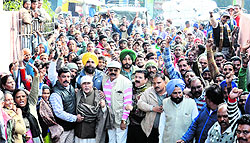 Class IV employees of the Municipal Corporation stage a protest in Amritsar on Tuesday