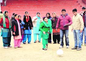 A participant at the sports meet organised by the ONGC for its differently-abled employees