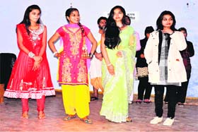 Students participate in the youth fest at Shravan Nath Math Jawaharlal Nehru College in Haridwar on Tuesday