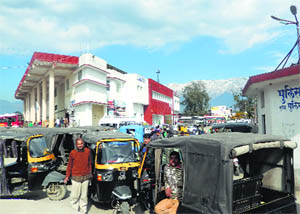 Autorickshaws off roads in Kangra on Tuesday.