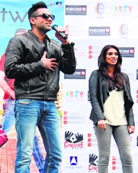Stars come calling: Actor Abhay Deol and former Miss Great Britain Preeti Desai at the LPU near Jalandhar on Tuesday