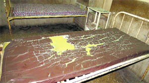 A tattered mattress in a ward at Dr DN Kotnis Hospital.