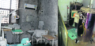 Faulty medical equipment lying unattended at the Civil Hospital in Jalandhar.