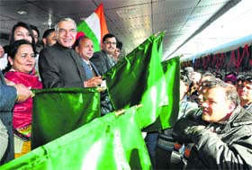 MP Pawan Kumar Bansal flags off the train on Thursday