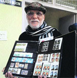 Philatelist Dr MM Gill shows his stamp collection in Jalandhar on Thursday. A Tribune photograph