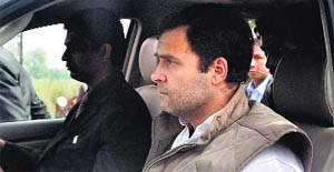 Congress vice-president Rahul Gandhi during his visit to Amethi on Thursday. 