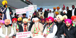 Congress leaders on the fifth day of their protest in Chandigarh on Thursday. Tribune photo: Manoj Mahajan