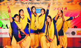 Girls perform giddha during Panache 2014 at GGDSD College in Sector 32, Chandigarh, on Friday.