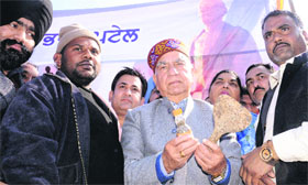 BJP leader Shanta Kumar in Mohali on Friday.