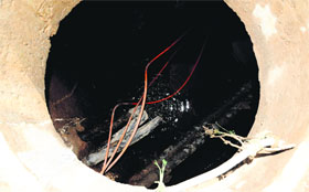 The snapped BSNL cable in Mohali.